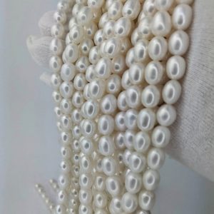 White Rice Pearl String - Freshwater 9mm AAA - Image 5