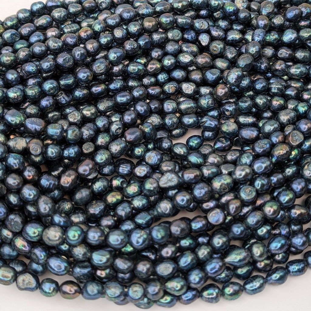 9mm Freshwater Baroque Pearl Loose String, Black - Image 2