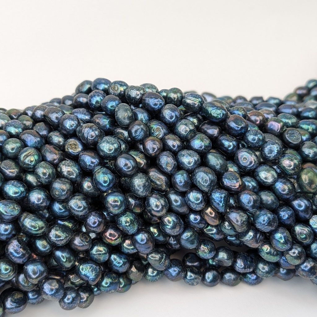 9mm Freshwater Baroque Pearl Loose String, Black - Image 3