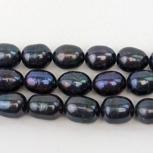 Alternative view of Freshwater Rice Pearl Loose String, Black 8x10mm