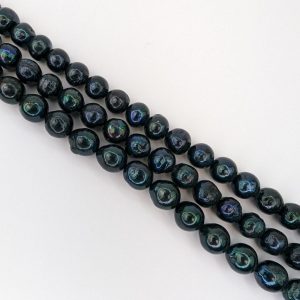 Alternative view of Deep Black Freshwater Pearls - 10-12mm, near-round