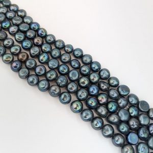 Alternative view of 10mm Freshwater Baroque Loose Pearl String, Peacock Silver-Black