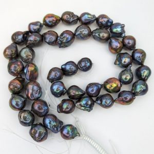 Baroque Freshwater Pearl Loose String, Peacock-black AA Grade