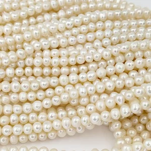 6mm Semi-round AA White Pearl String