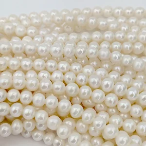 6mm Near-round AA White Pearl String