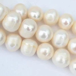 White Oval Pearls 10 x 11mm Loose String