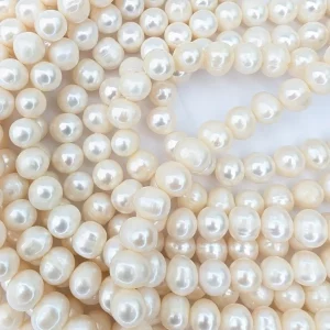 White Oval Pearls 10 x 11mm Loose String - Image 2