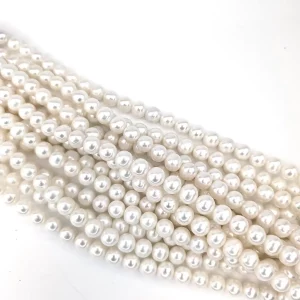 9mm Near-round Pearl Loose String, White AA - Image 2