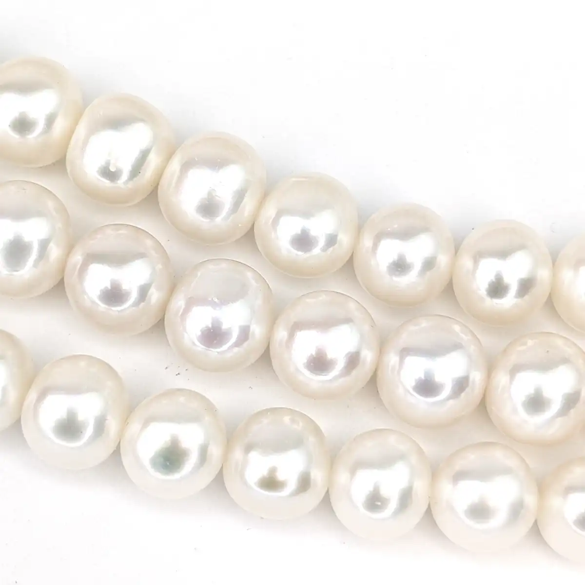 9mm Near-round Pearl Loose String, White AA - Image 3