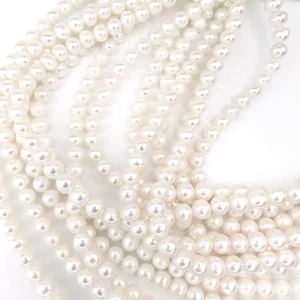 9mm Near-round Pearl Loose String, White AA