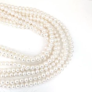 9mm Near-round Pearl Loose String, White AAA - Image 3