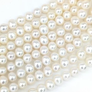 9mm Oval Pearl Loose String, White AAA