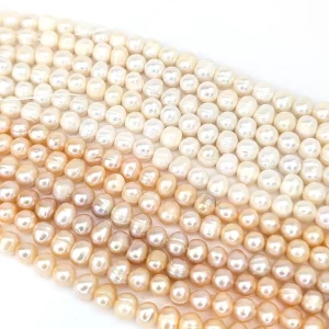 Near-Round 7mm Pearl String White or Peach