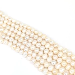 Near-Round 7mm Pearl String White or Peach - Image 5