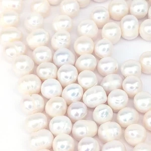 Near-Round 7mm Pearl String White or Peach - Image 3