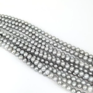Near-Round 7mm Silver Pearls, Nice Lustre
