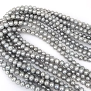 Near-Round 7mm Silver Pearls, Nice Lustre - Image 4