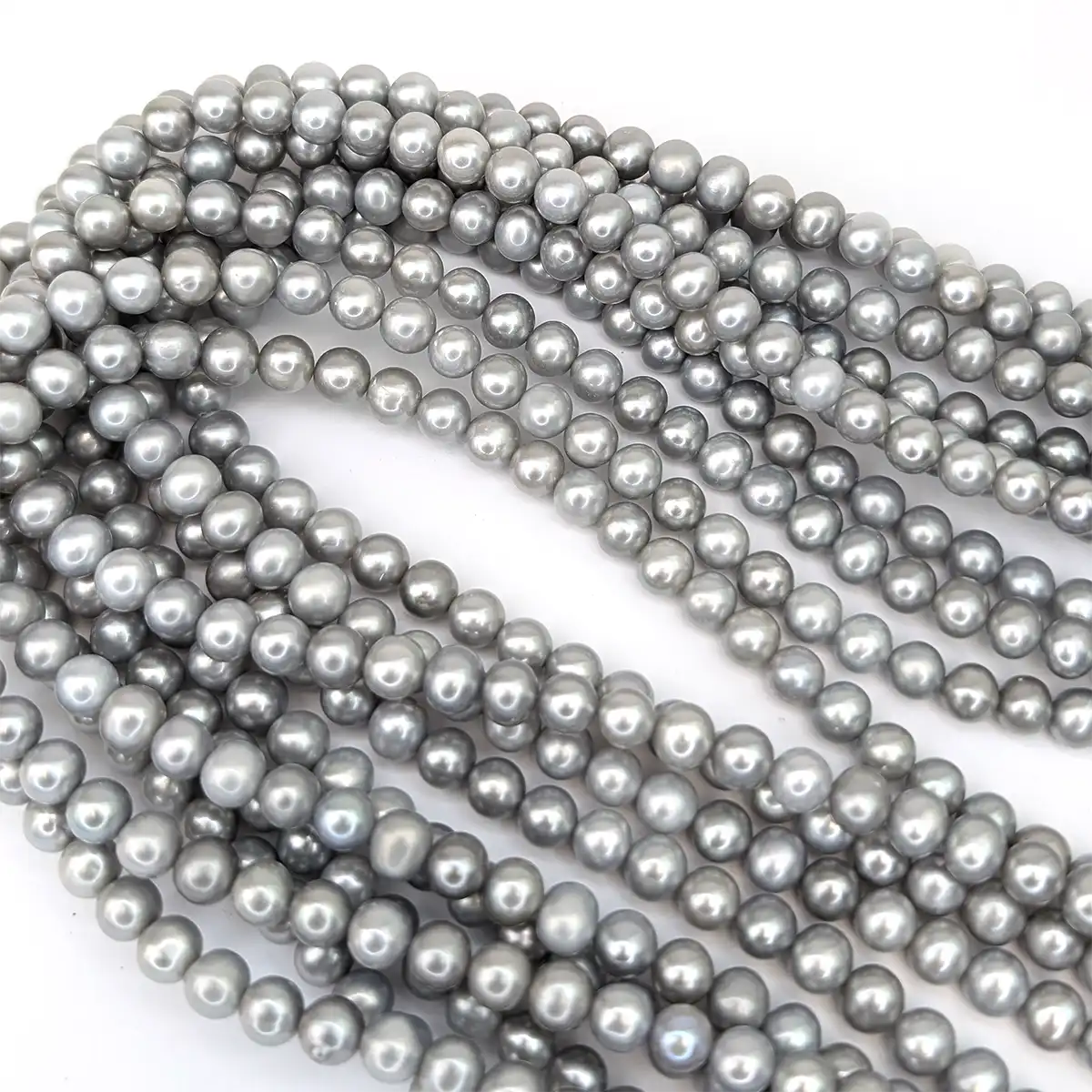 Near-Round 7mm Silver Pearls, Nice Lustre - Image 4