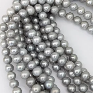 Near-Round 7mm Silver Pearls, Nice Lustre - Image 3