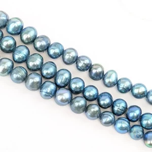 Silver Blue Pearl String, Off-Round, 7mm - Image 4