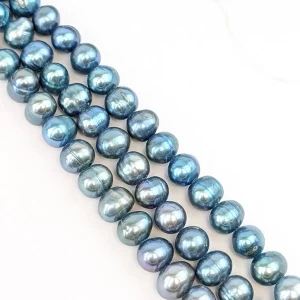 Silver Blue Pearl String, Off-Round, 7mm - Image 6