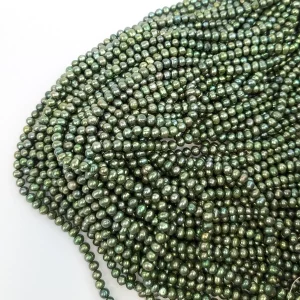 Forest Green Pearl String, Off-Round, 5mm