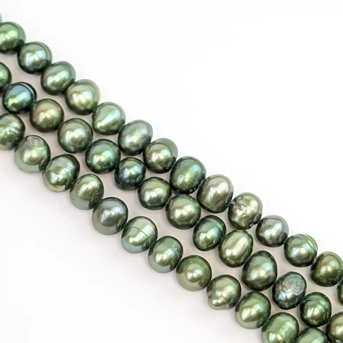 Forest Green Pearl String, Off-Round, 5mm - Image 2