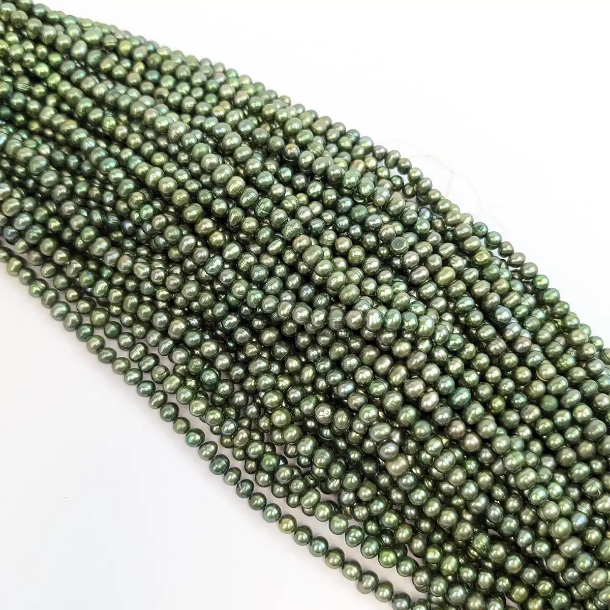 Forest Green Pearl String, Off-Round, 5mm - Image 5