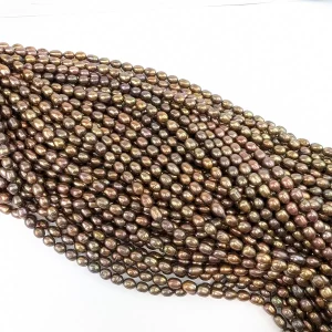 Beautiful Brown Rice Pearl String, 7mm - Image 4