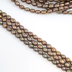 Beautiful Brown Rice Pearl String, 7mm - Image 2