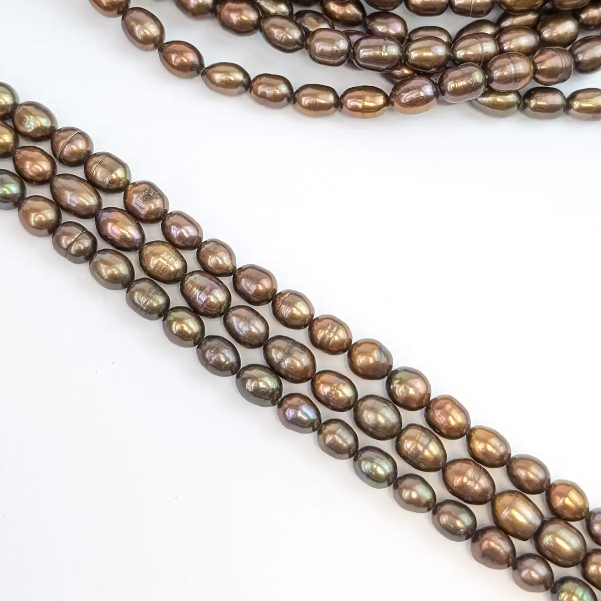 Beautiful Brown Rice Pearl String, 7mm - Image 2