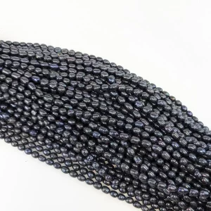 Blue-Black Rice Pearl String, 6mm
