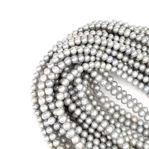 Silver Oval Freshwater Pearl String - 7mm - Image 3