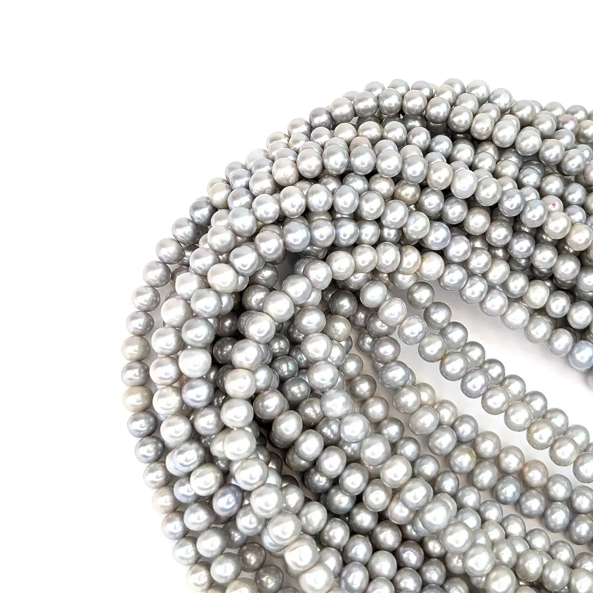 Silver Oval Freshwater Pearl String - 7mm - Image 3