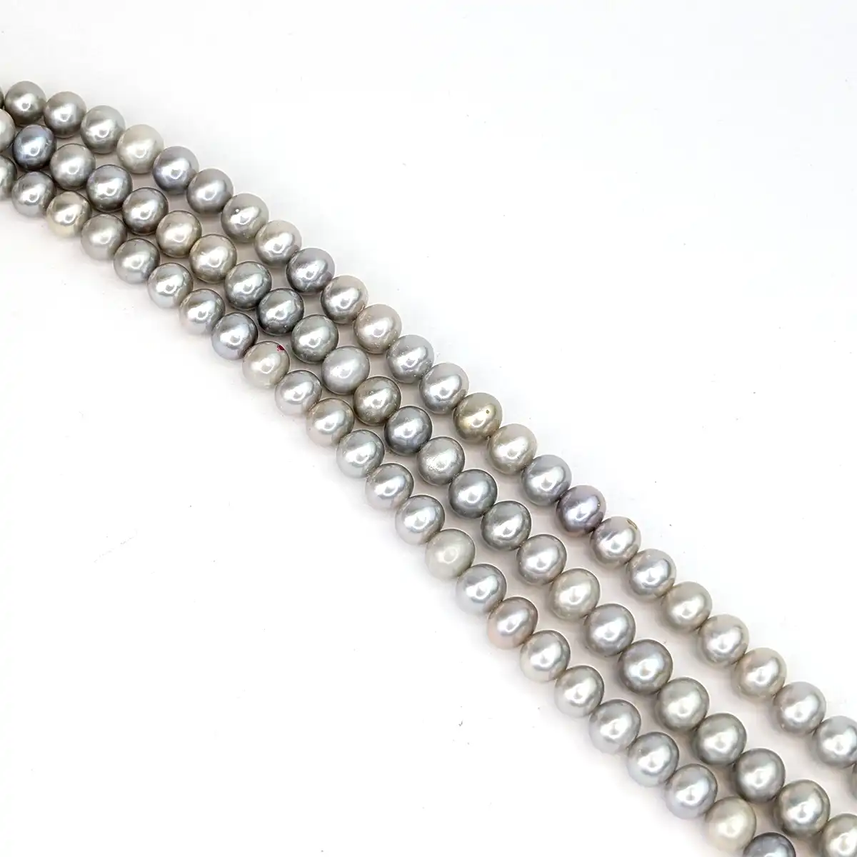 Silver Oval Freshwater Pearl String - 7mm - Image 4