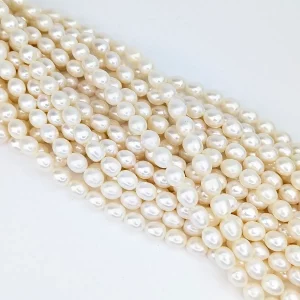 Freshwater White Rice Pearl String - 10x12mm - Image 4