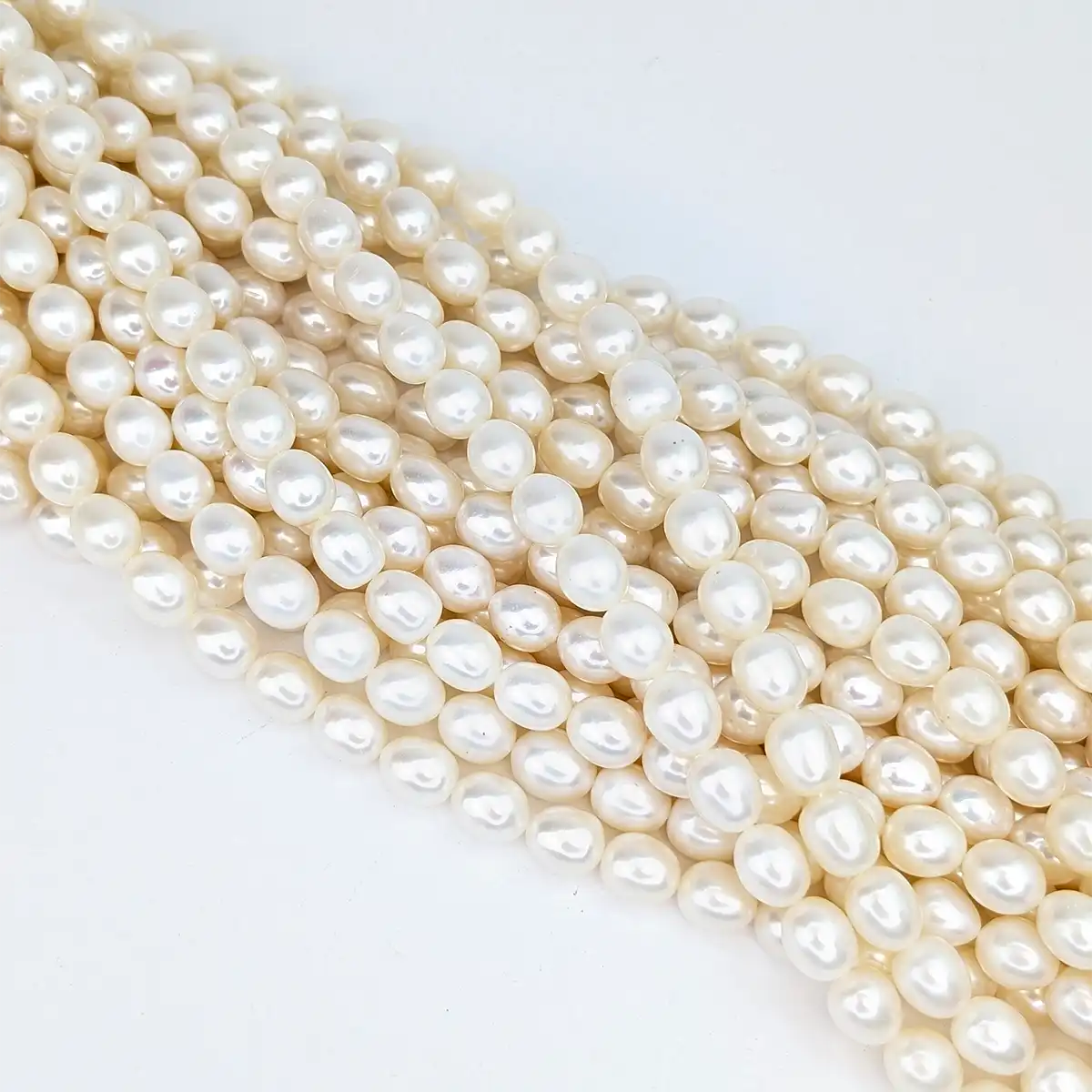 Freshwater White Rice Pearl String - 10x12mm - Image 4