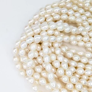 Freshwater White Rice Pearl String - 10x12mm - Image 3
