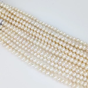 Alternative view of White Button Pearls - Freshwater String 8mm