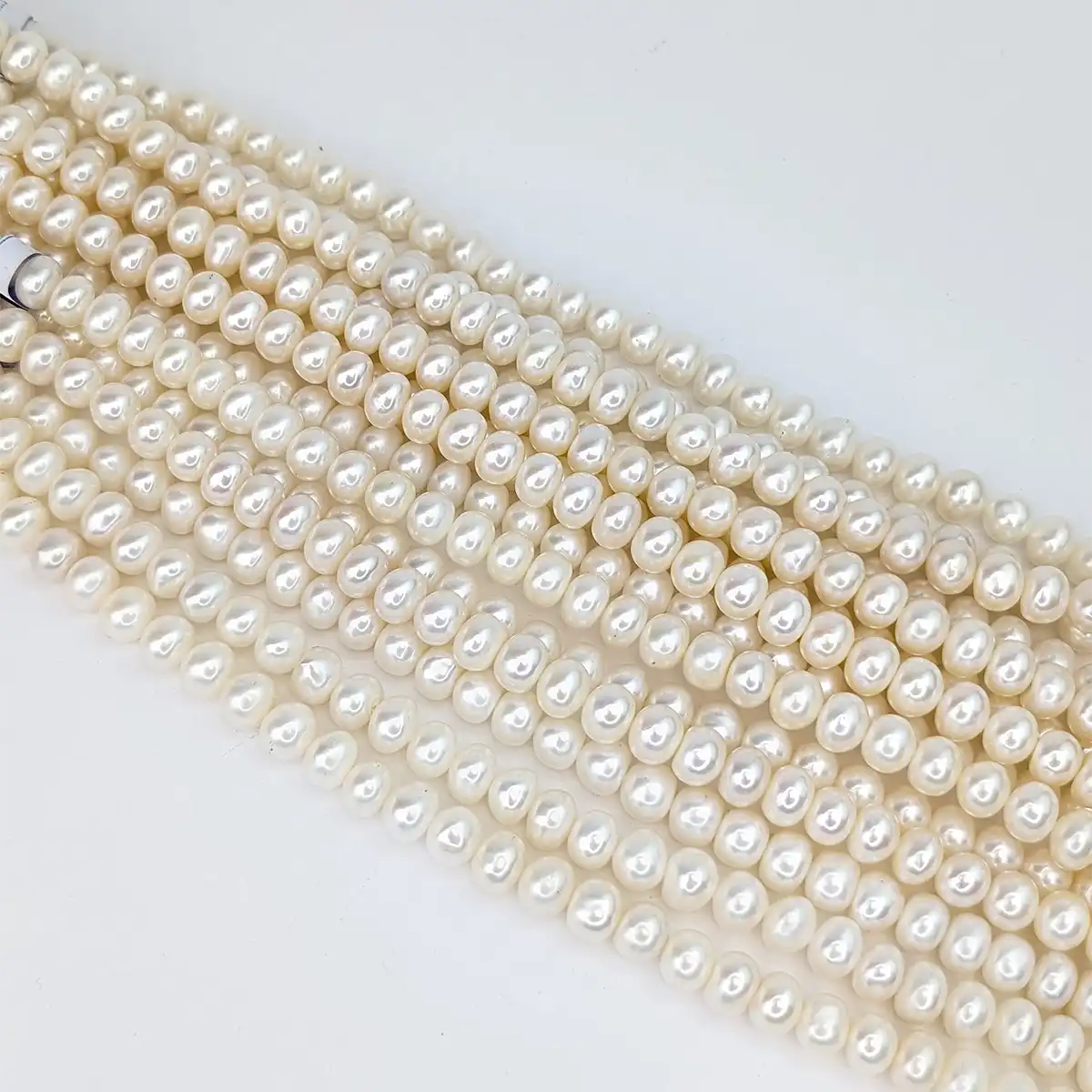 White Button Pearls - Freshwater String 8mm - Image 2