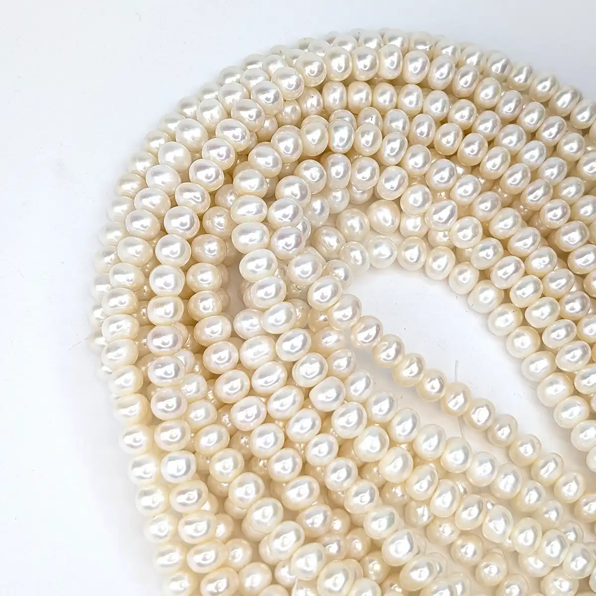 White Button Pearls - Freshwater String 8mm - Image 3