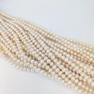 Alternative view of Oval White Pearl String - 7mm Freshwater