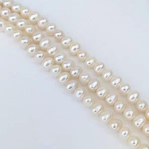 Oval White Pearl String - 7mm Freshwater - Image 4
