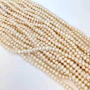 Oval Nugget Pearl String - White Freshwater A+ Grade - Image 2