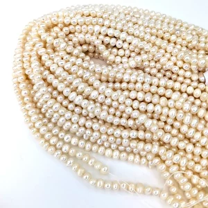 Oval Nugget Pearl String - White Freshwater A+ Grade - Image 3