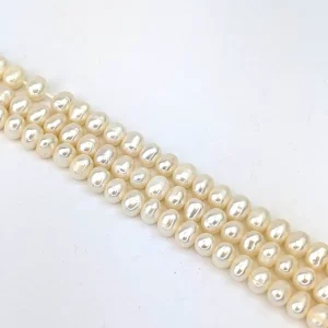 Oval Nugget Pearl String - White Freshwater A+ Grade - Image 4