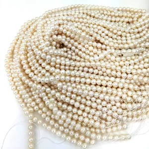 Alternative view of Freshwater Round Pearl String - White 6mm
