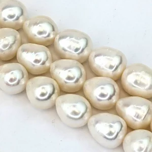 Baroque Teardrop Pearl String - White Freshwater 10mm string