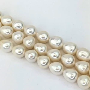Baroque Teardrop Pearl String - White Freshwater 10mm string - Image 3
