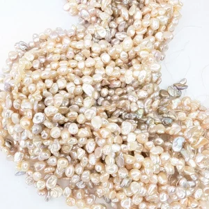 Peach-Lilac 8mm Keshi Pearl Loose String - Image 3